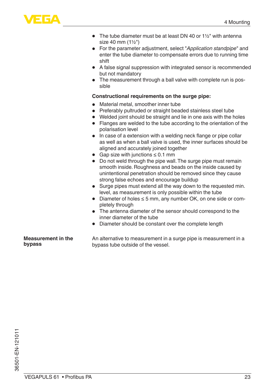 VEGA VEGAPULS 61 (≥ 2.0.0 - ≥ 4.0.0) Profibus PA User Manual | Page 23 / 88