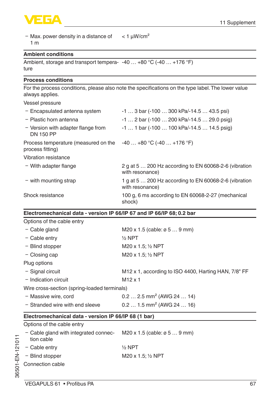 VEGA VEGAPULS 61 (≥ 2.0.0 - ≥ 4.0.0) Profibus PA User Manual | Page 67 / 88