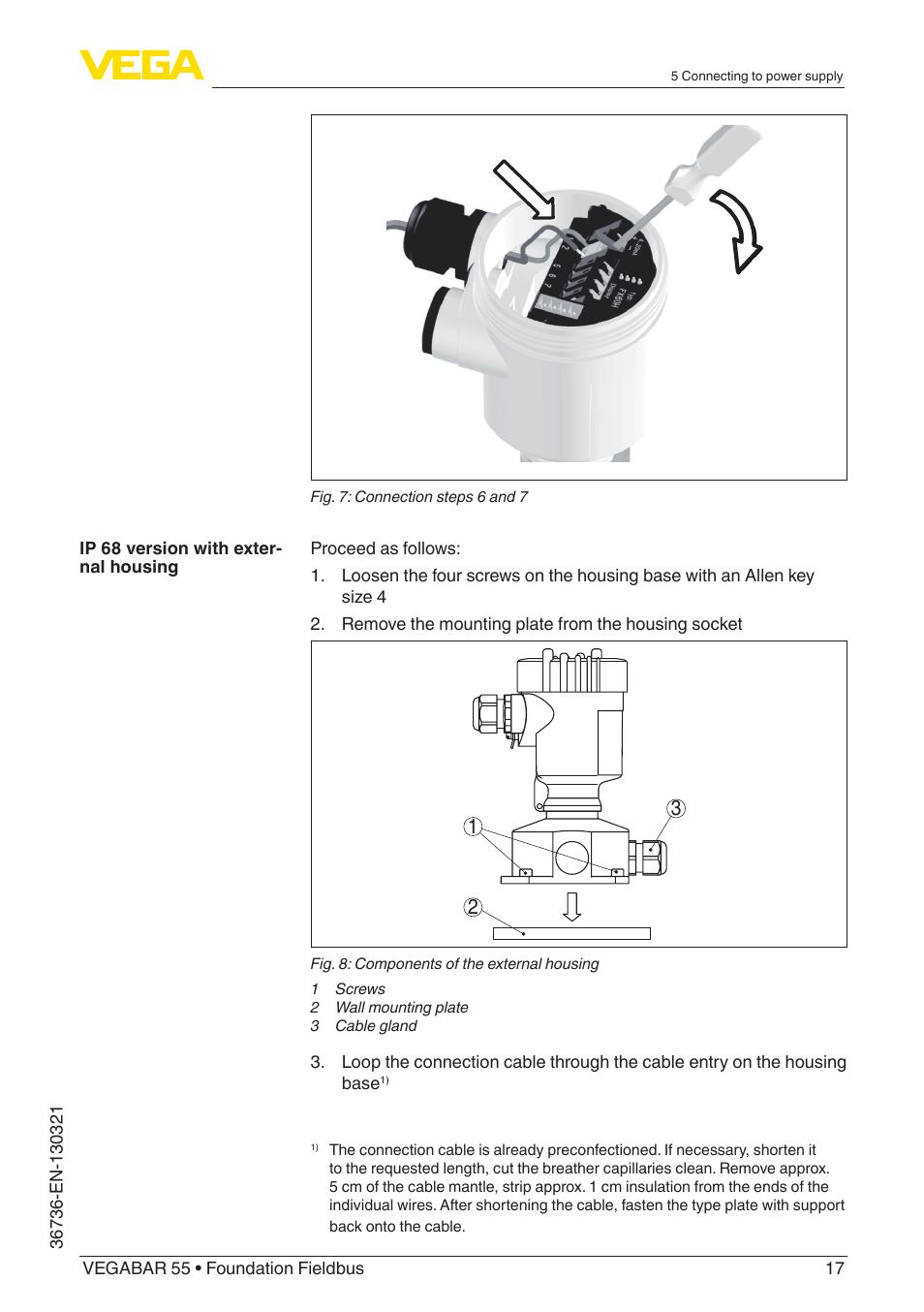 VEGA VEGABAR 55 Foundation Fieldbus User Manual | Page 17 / 68