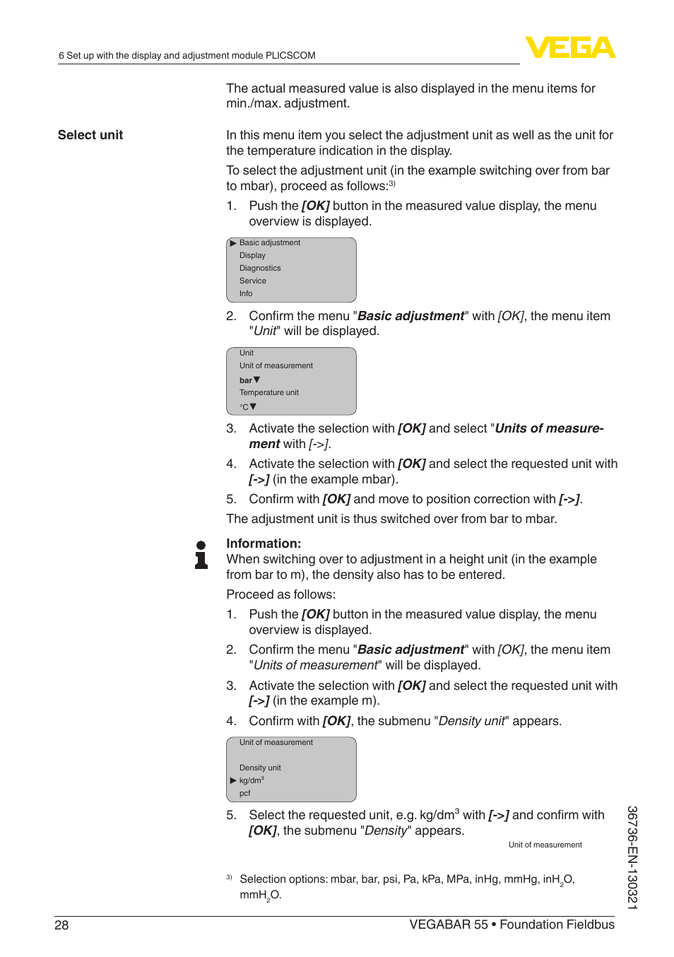 VEGA VEGABAR 55 Foundation Fieldbus User Manual | Page 28 / 68