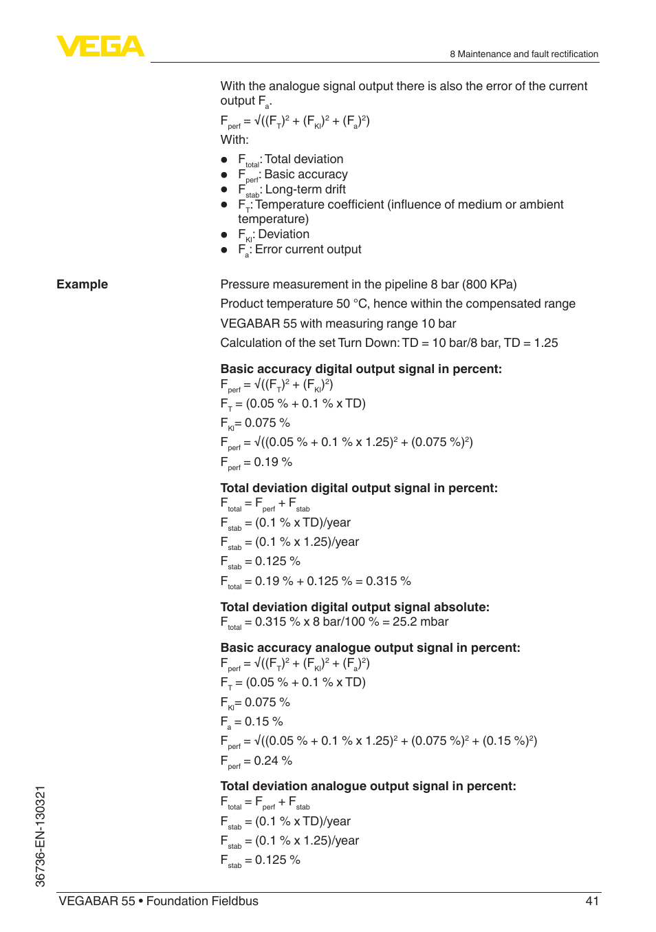 VEGA VEGABAR 55 Foundation Fieldbus User Manual | Page 41 / 68