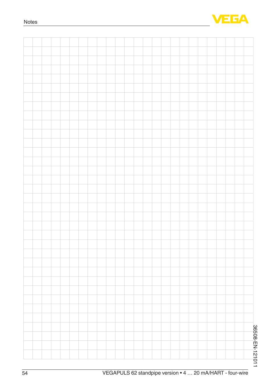 VEGA VEGAPULS 62 (≥ 2.0.0 - ≥ 4.0.0) standpipe ver. 4 … 20 mA_HART - four-wire User Manual | Page 54 / 56