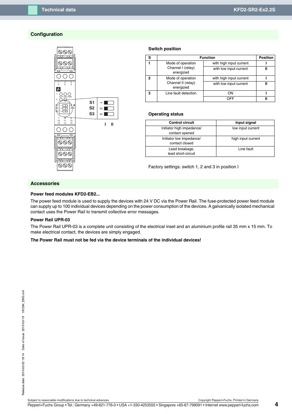 Technical data kfd2-sr2-ex2.2s, Configuration, Accessories | VEGA KFD2-SR2-Ex2.2S User Manual | Page 4 / 4