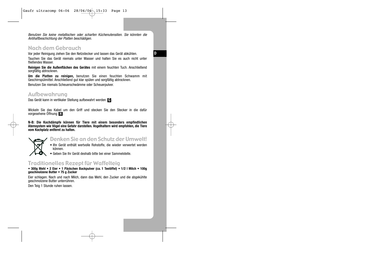 Tefal WD 300034 ULTRACOMPACT User Manual | Page 13 / 71