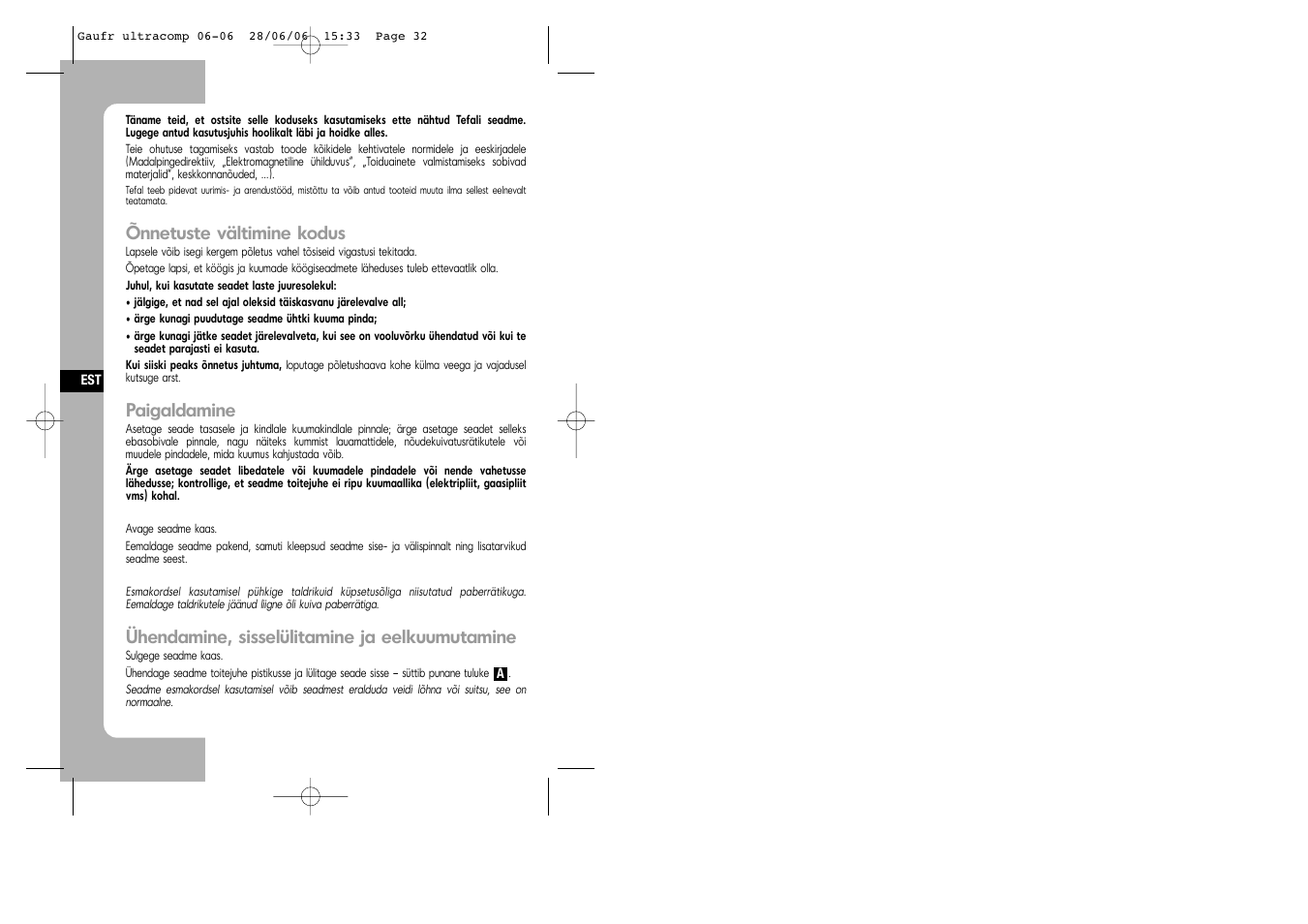 Estonian | Tefal WD 300034 ULTRACOMPACT User Manual | Page 32 / 71