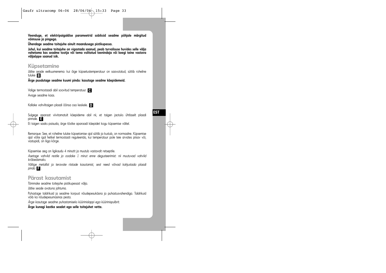 Tefal WD 300034 ULTRACOMPACT User Manual | Page 33 / 71