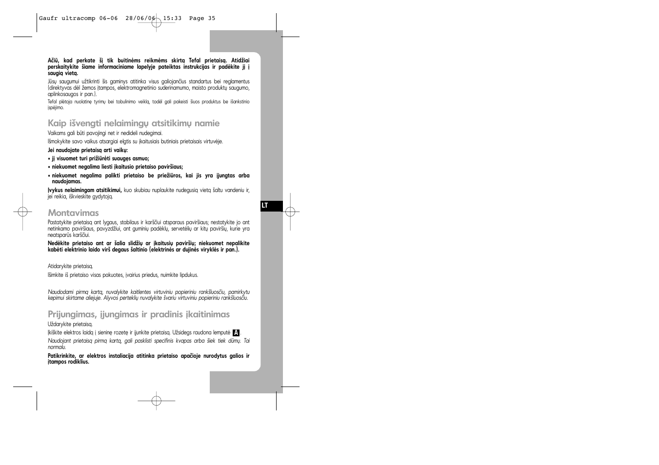 Lithuanian | Tefal WD 300034 ULTRACOMPACT User Manual | Page 35 / 71