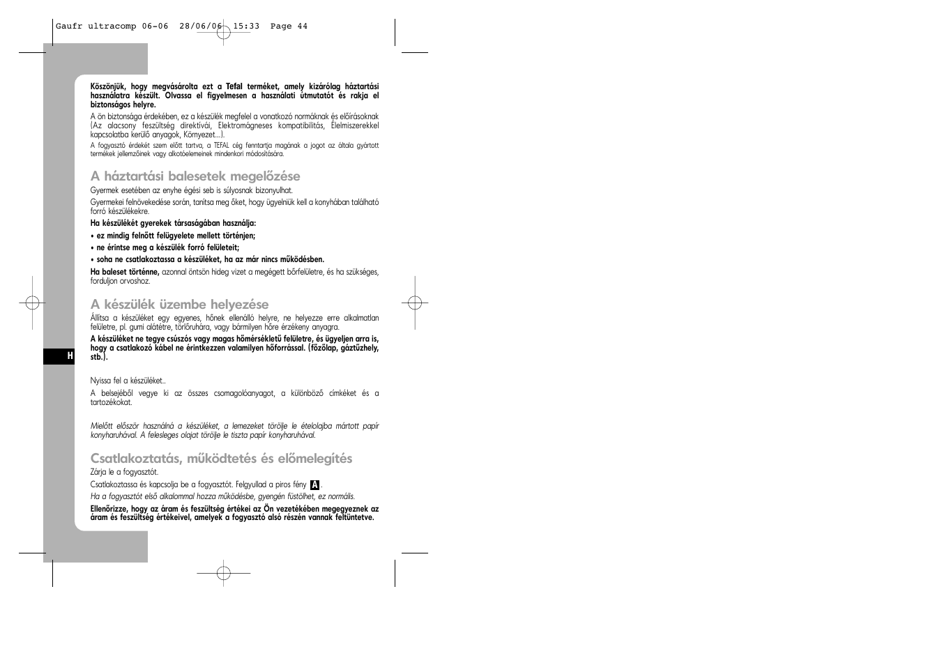 Hungarian | Tefal WD 300034 ULTRACOMPACT User Manual | Page 44 / 71