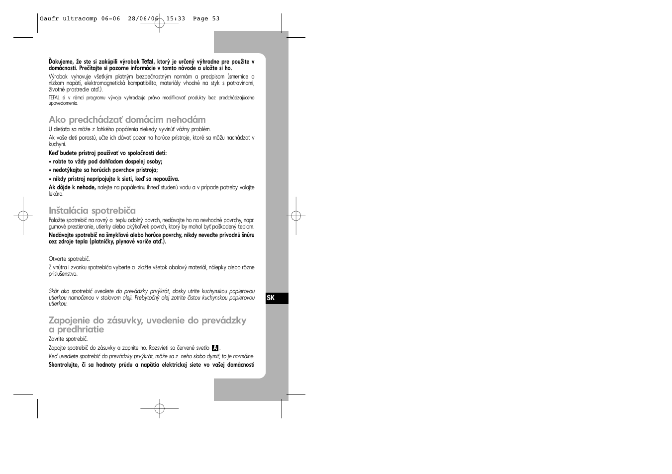 Slovakian | Tefal WD 300034 ULTRACOMPACT User Manual | Page 53 / 71