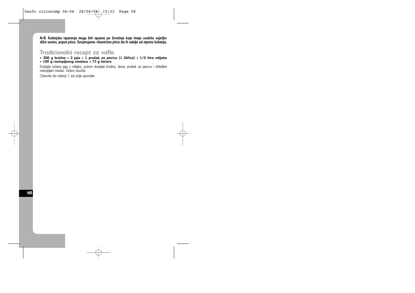 Tradicionalni recept za vafle | Tefal WD 300034 ULTRACOMPACT User Manual | Page 58 / 71