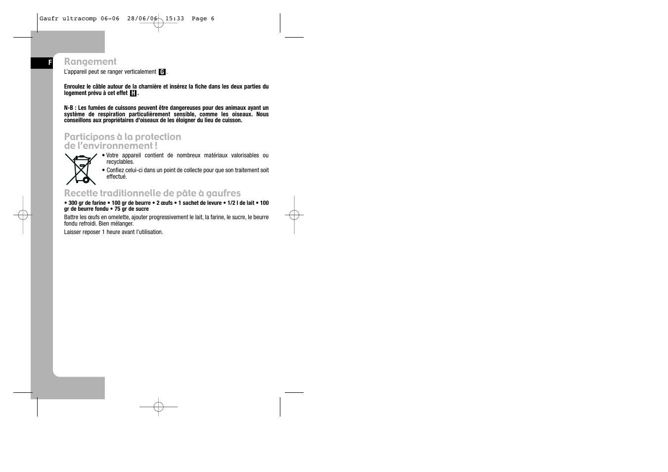 Tefal WD 300034 ULTRACOMPACT User Manual | Page 6 / 71