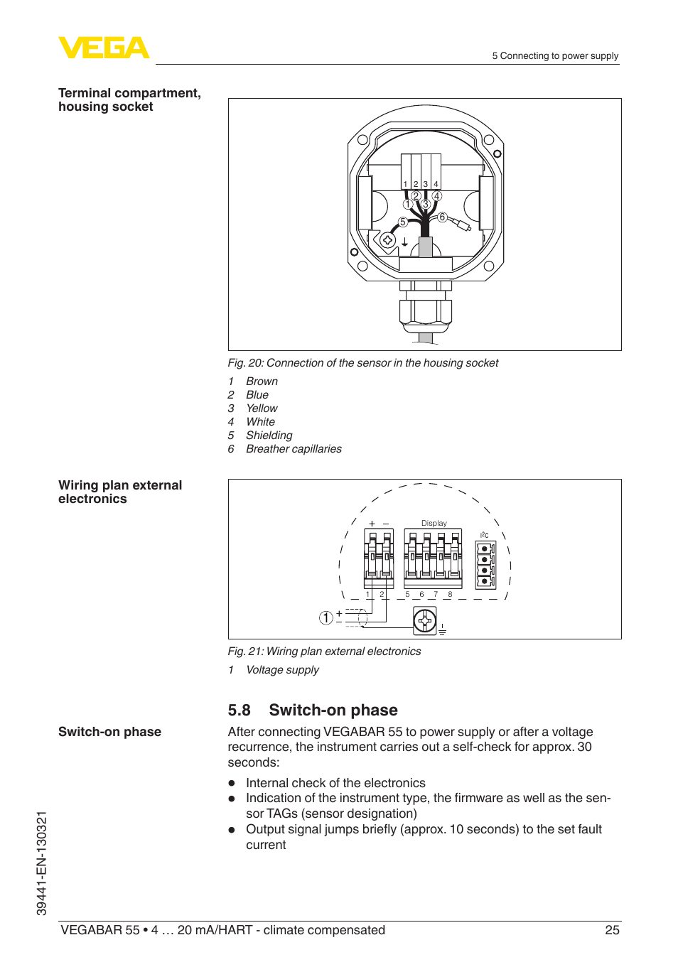 8 switch-on phase | VEGA VEGABAR 55 4 … 20 mA_HART - climate compensated User Manual | Page 25 / 72