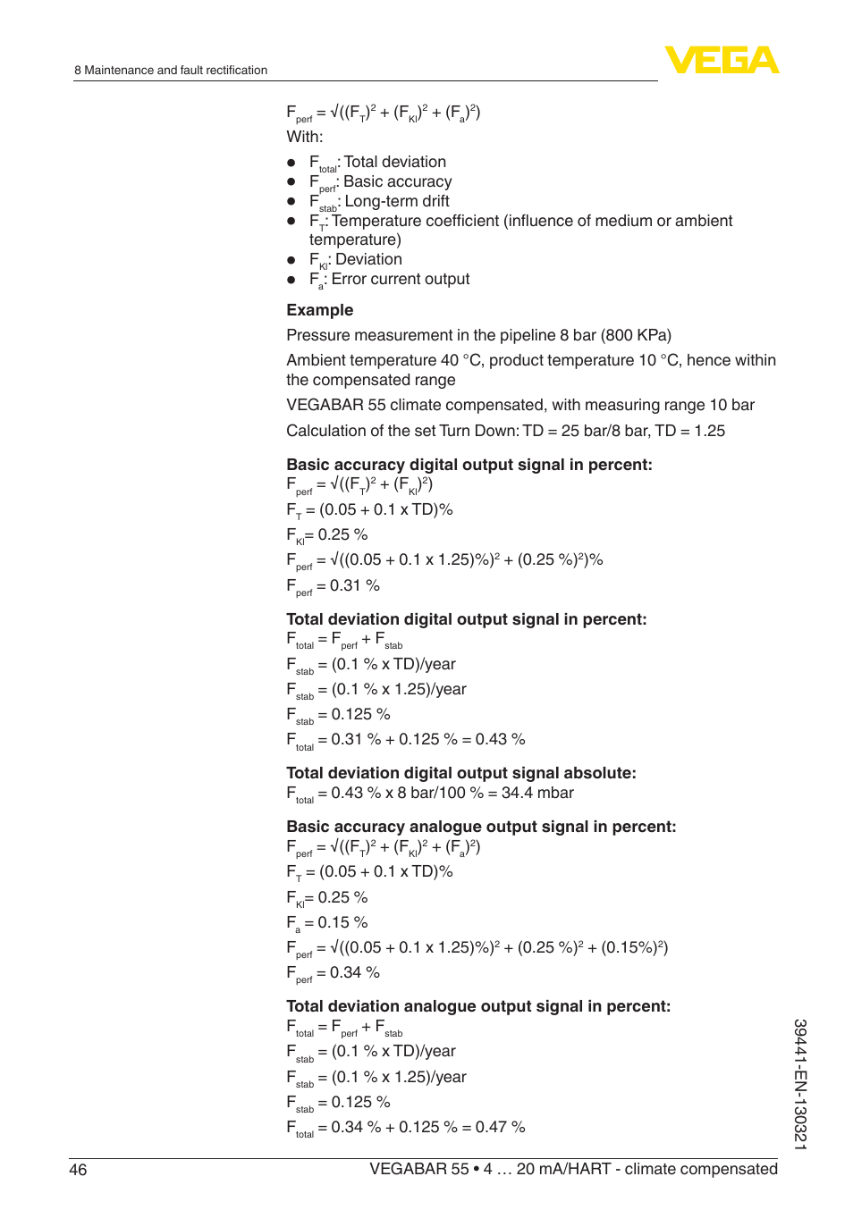 VEGA VEGABAR 55 4 … 20 mA_HART - climate compensated User Manual | Page 46 / 72