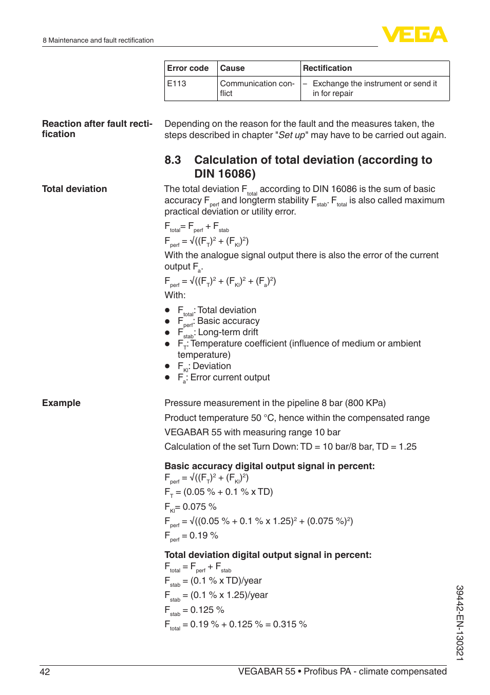 VEGA VEGABAR 55 Profibus PA - climate compensated User Manual | Page 42 / 68