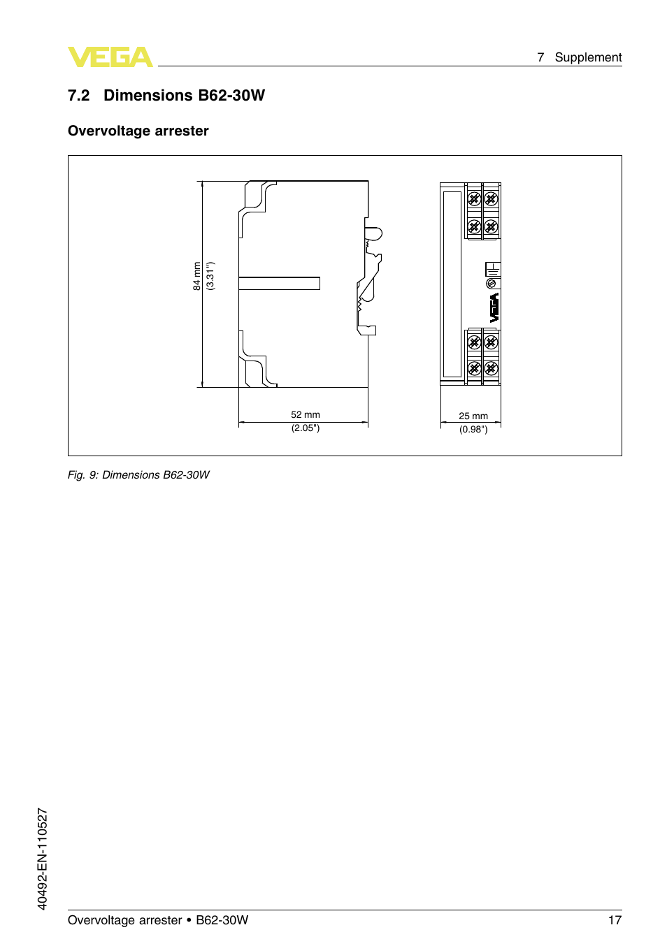 2 dimensions | VEGA B62-30W User Manual | Page 17 / 20