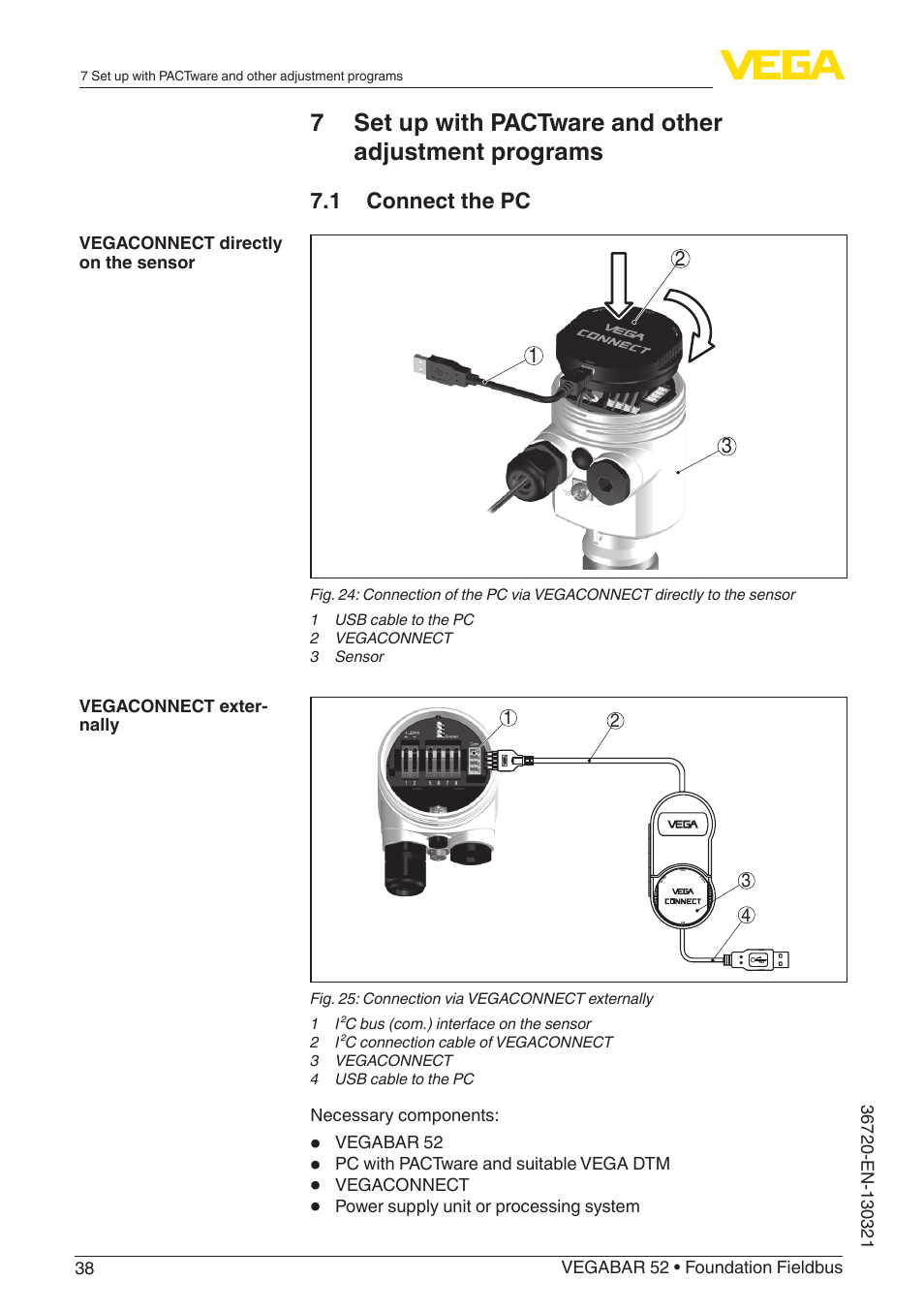 1 connect the pc | VEGA VEGABAR 52 Foundation Fieldbus User Manual | Page 38 / 72