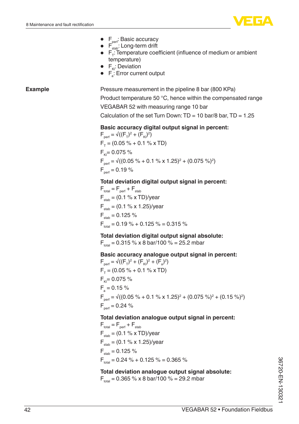 VEGA VEGABAR 52 Foundation Fieldbus User Manual | Page 42 / 72