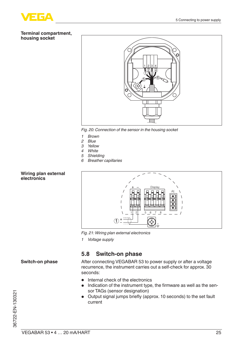 8 switch-on phase | VEGA VEGABAR 53 4 … 20 mA_HART User Manual | Page 25 / 68