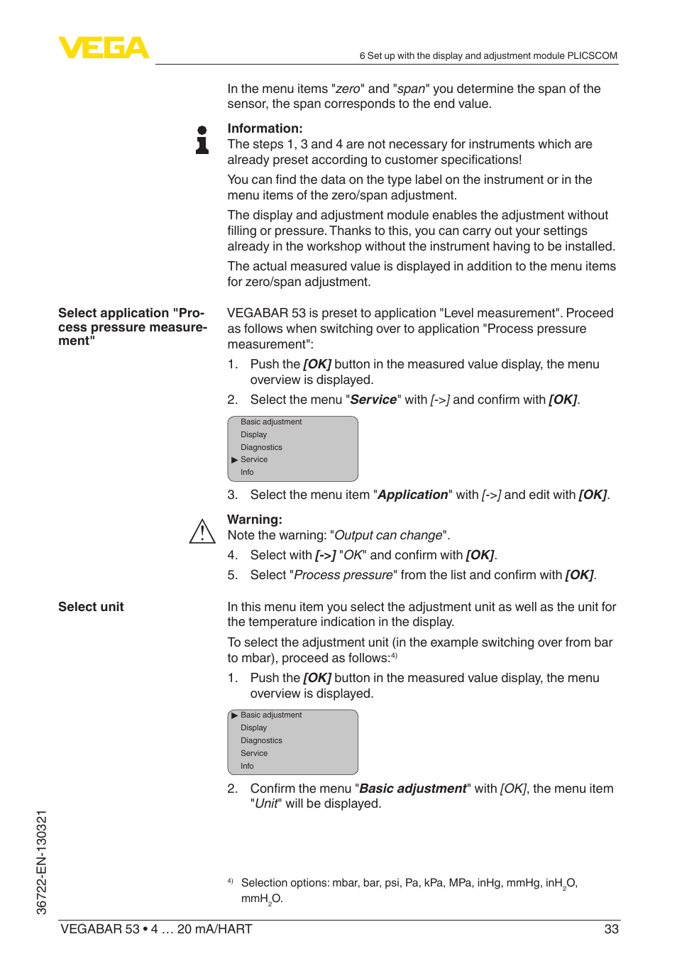 VEGA VEGABAR 53 4 … 20 mA_HART User Manual | Page 33 / 68