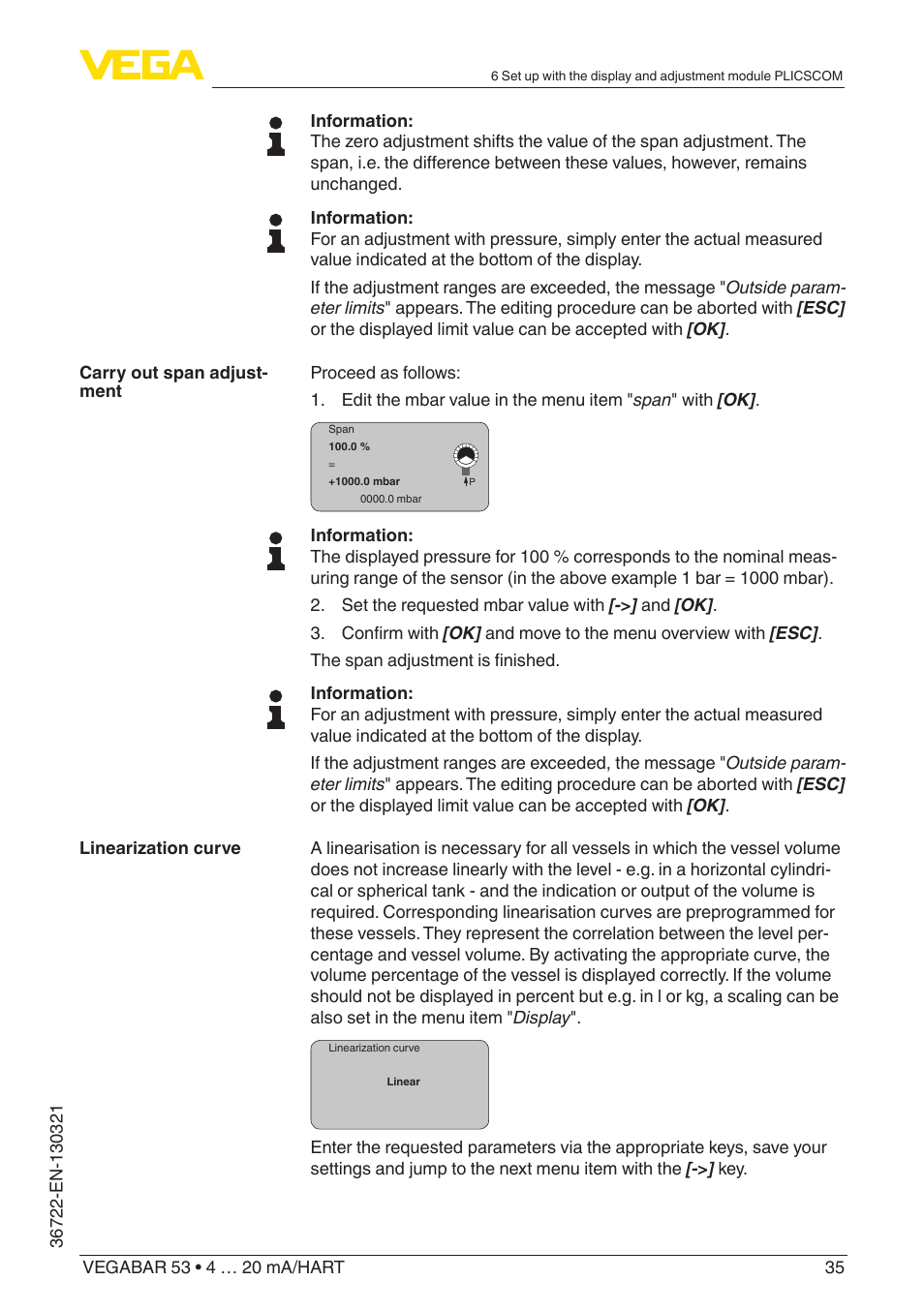 VEGA VEGABAR 53 4 … 20 mA_HART User Manual | Page 35 / 68