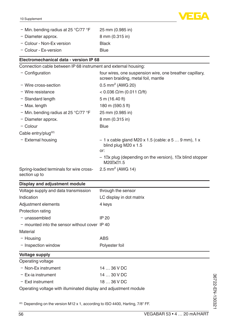 VEGA VEGABAR 53 4 … 20 mA_HART User Manual | Page 56 / 68