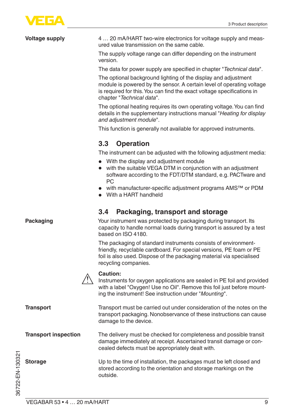 VEGA VEGABAR 53 4 … 20 mA_HART User Manual | Page 9 / 68