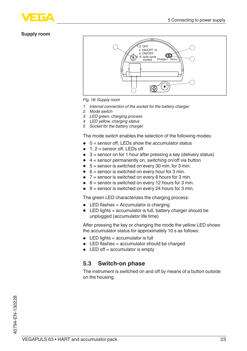 3 switch-on phase | VEGA VEGAPULS 63 (≥ 2.0.0 - ≥ 4.0.0) HART and accumulator pack User Manual | Page 23 / 72