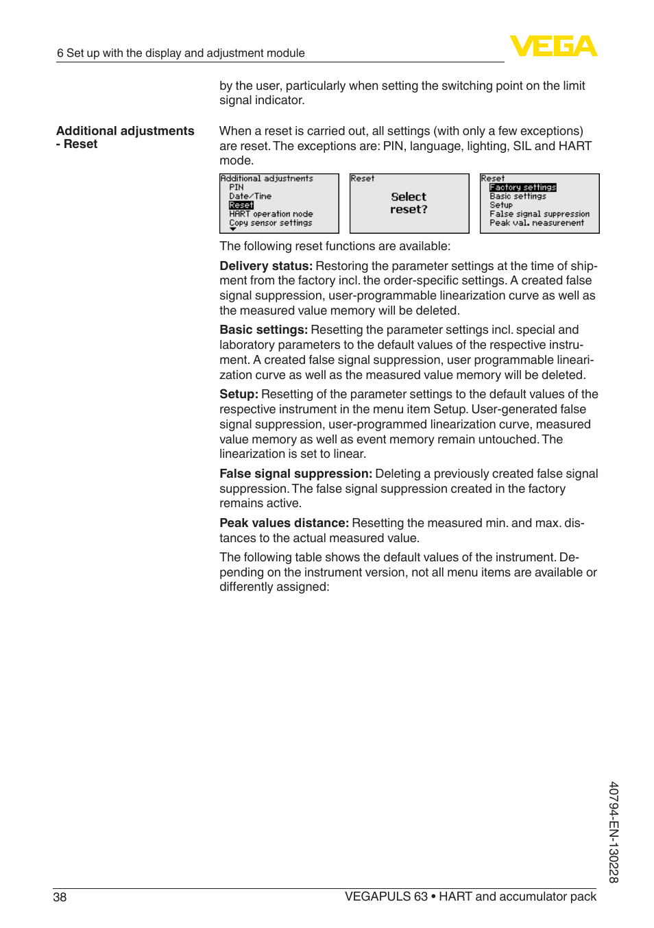 VEGA VEGAPULS 63 (≥ 2.0.0 - ≥ 4.0.0) HART and accumulator pack User Manual | Page 38 / 72