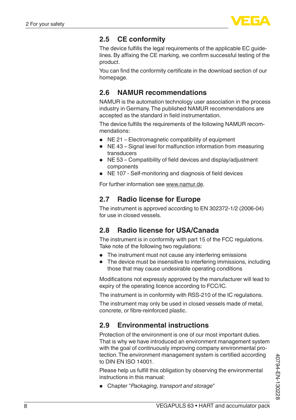 VEGA VEGAPULS 63 (≥ 2.0.0 - ≥ 4.0.0) HART and accumulator pack User Manual | Page 8 / 72