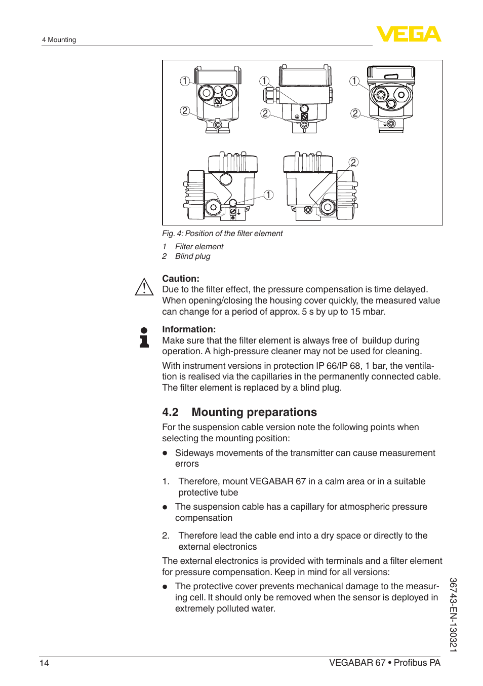 VEGA VEGABAR 67 Profibus PA User Manual | Page 14 / 72