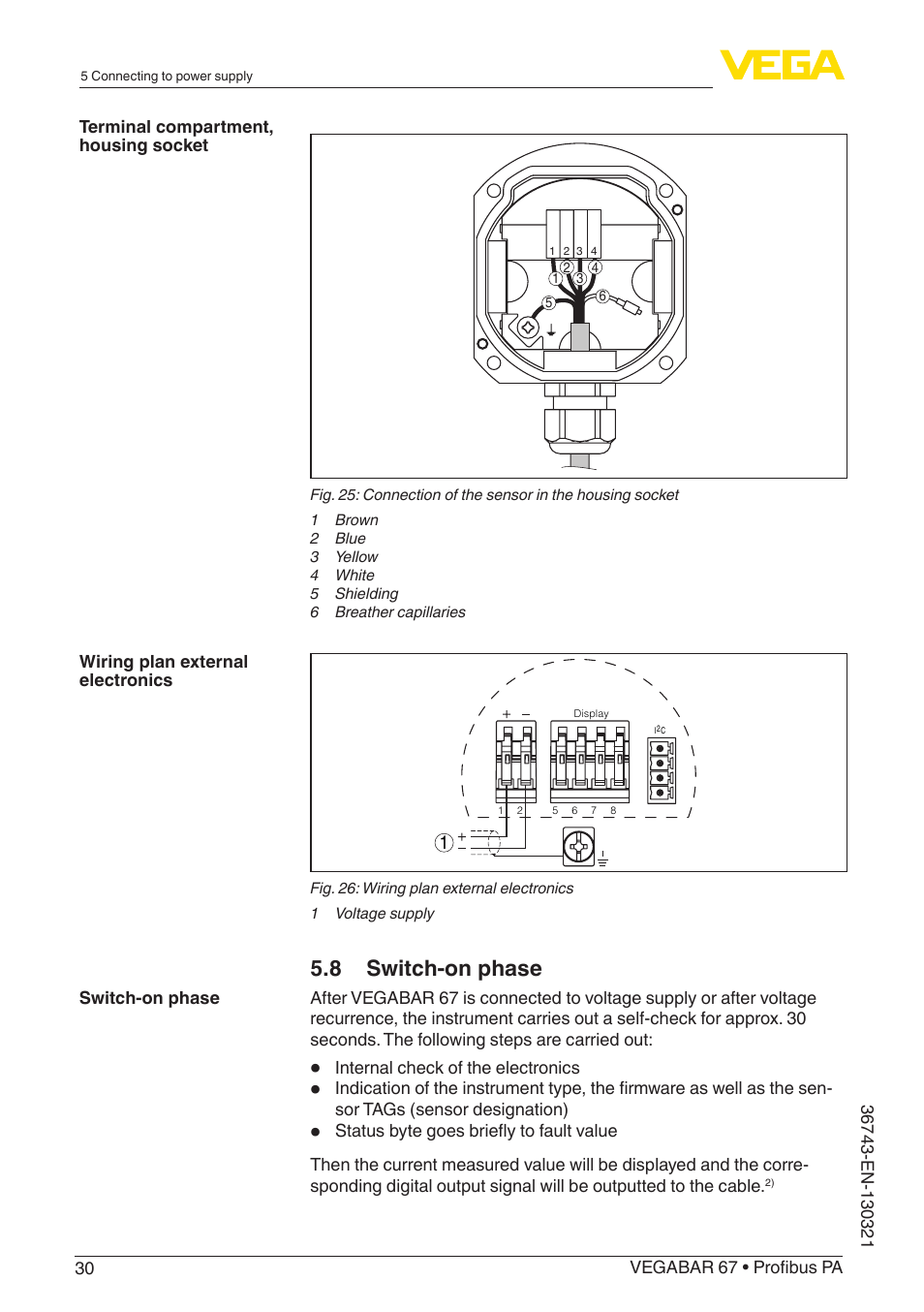 8 switch-on phase | VEGA VEGABAR 67 Profibus PA User Manual | Page 30 / 72