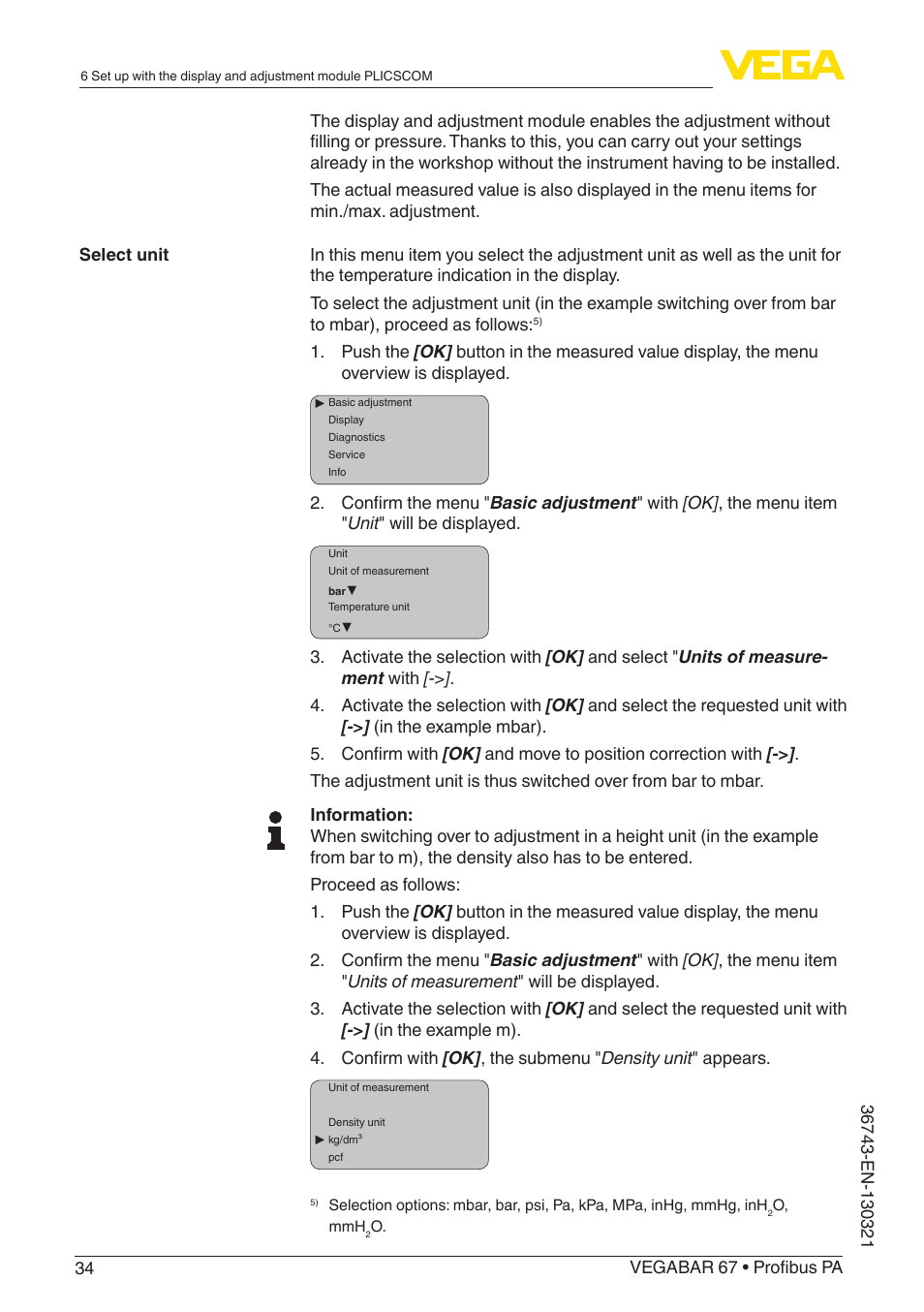 VEGA VEGABAR 67 Profibus PA User Manual | Page 34 / 72