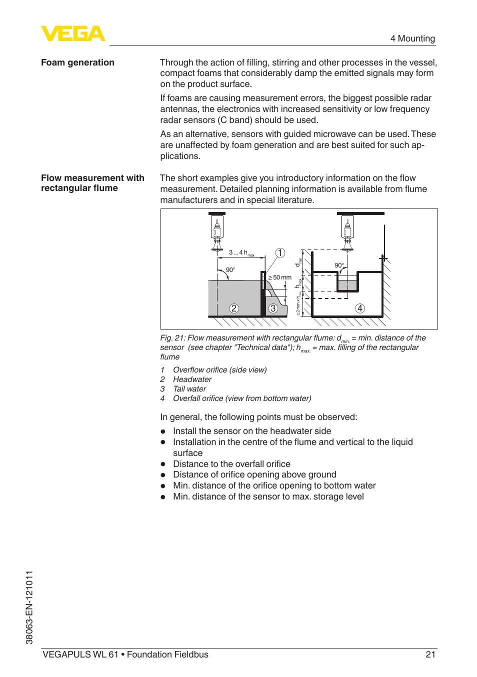 VEGA VEGAPULS WL 61 Foundation Fieldbus User Manual | Page 21 / 60