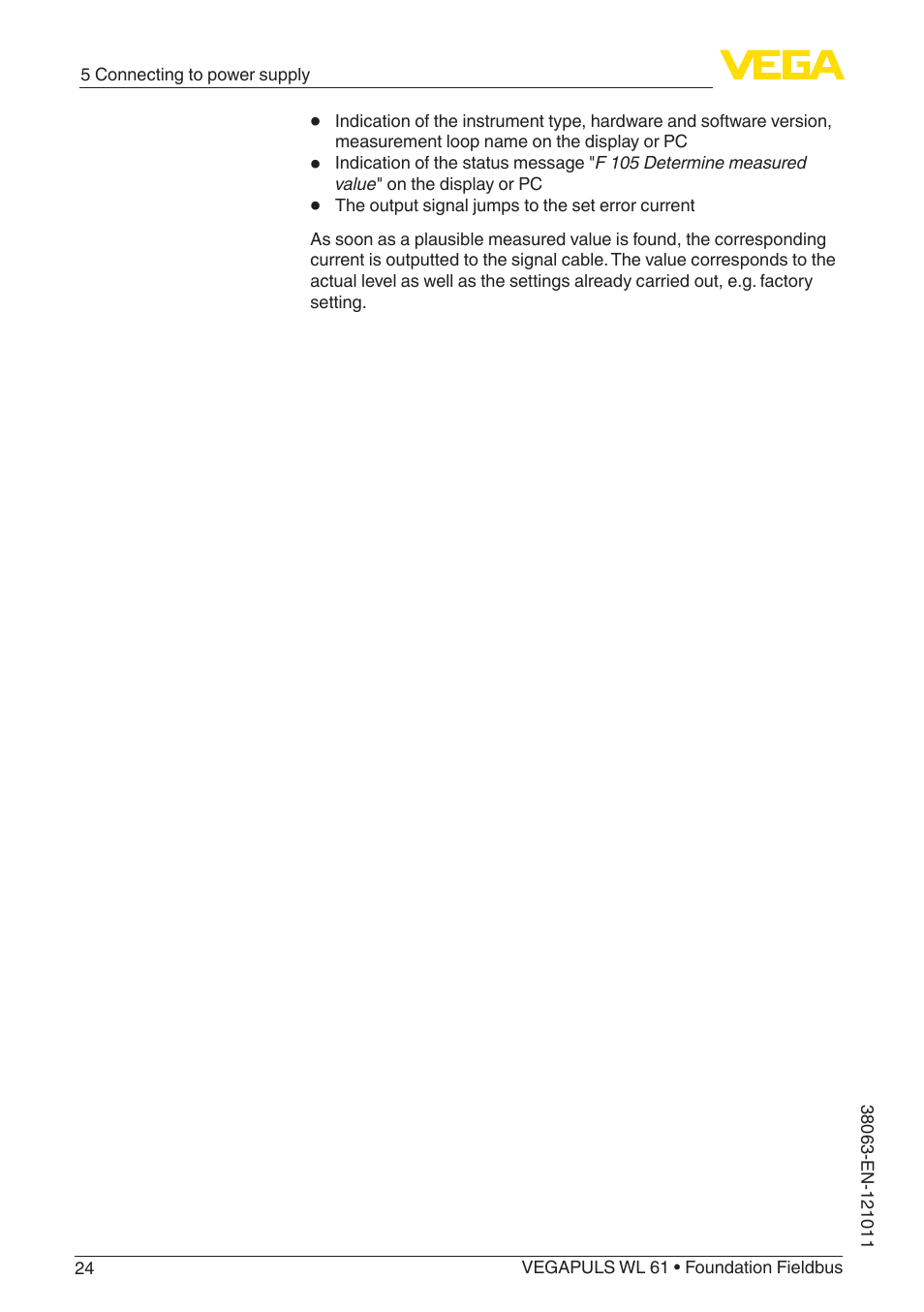 VEGA VEGAPULS WL 61 Foundation Fieldbus User Manual | Page 24 / 60