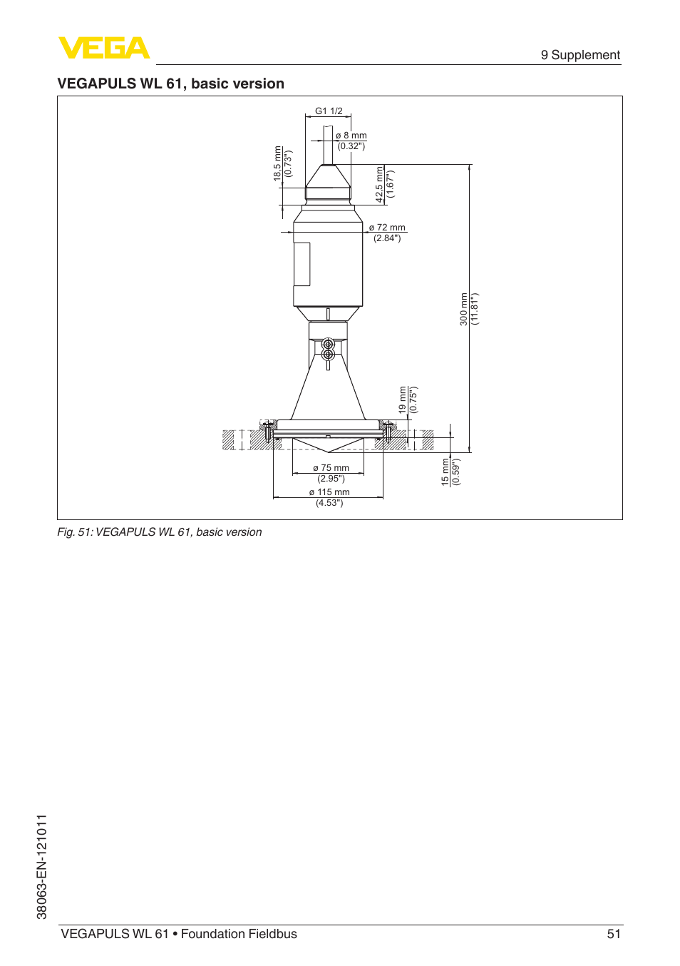 Vegapuls wl 61, basic version | VEGA VEGAPULS WL 61 Foundation Fieldbus User Manual | Page 51 / 60