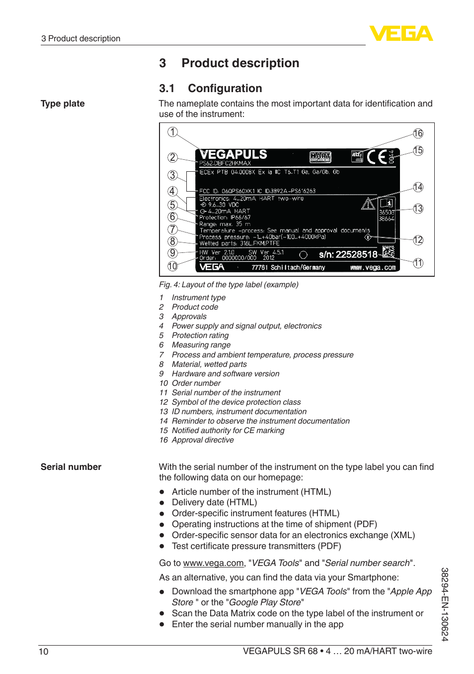 3 product description, 1 configuration | VEGA VEGAPULS SR 68 4 … 20 mA_HART two-wire User Manual | Page 10 / 88