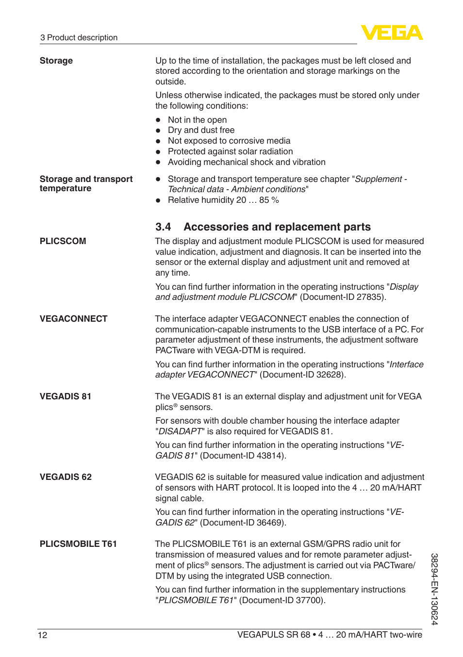 4 accessories and replacement parts | VEGA VEGAPULS SR 68 4 … 20 mA_HART two-wire User Manual | Page 12 / 88