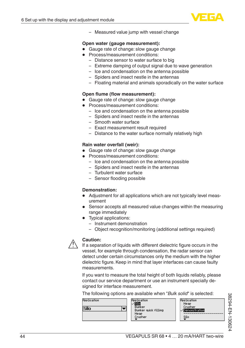 VEGA VEGAPULS SR 68 4 … 20 mA_HART two-wire User Manual | Page 44 / 88