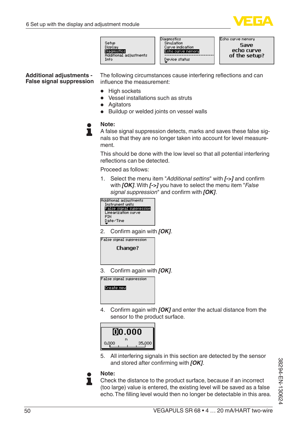 VEGA VEGAPULS SR 68 4 … 20 mA_HART two-wire User Manual | Page 50 / 88