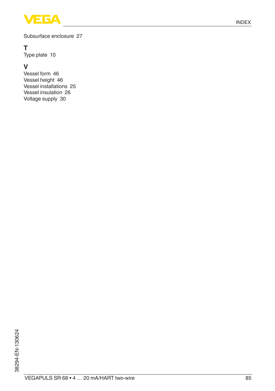 VEGA VEGAPULS SR 68 4 … 20 mA_HART two-wire User Manual | Page 85 / 88