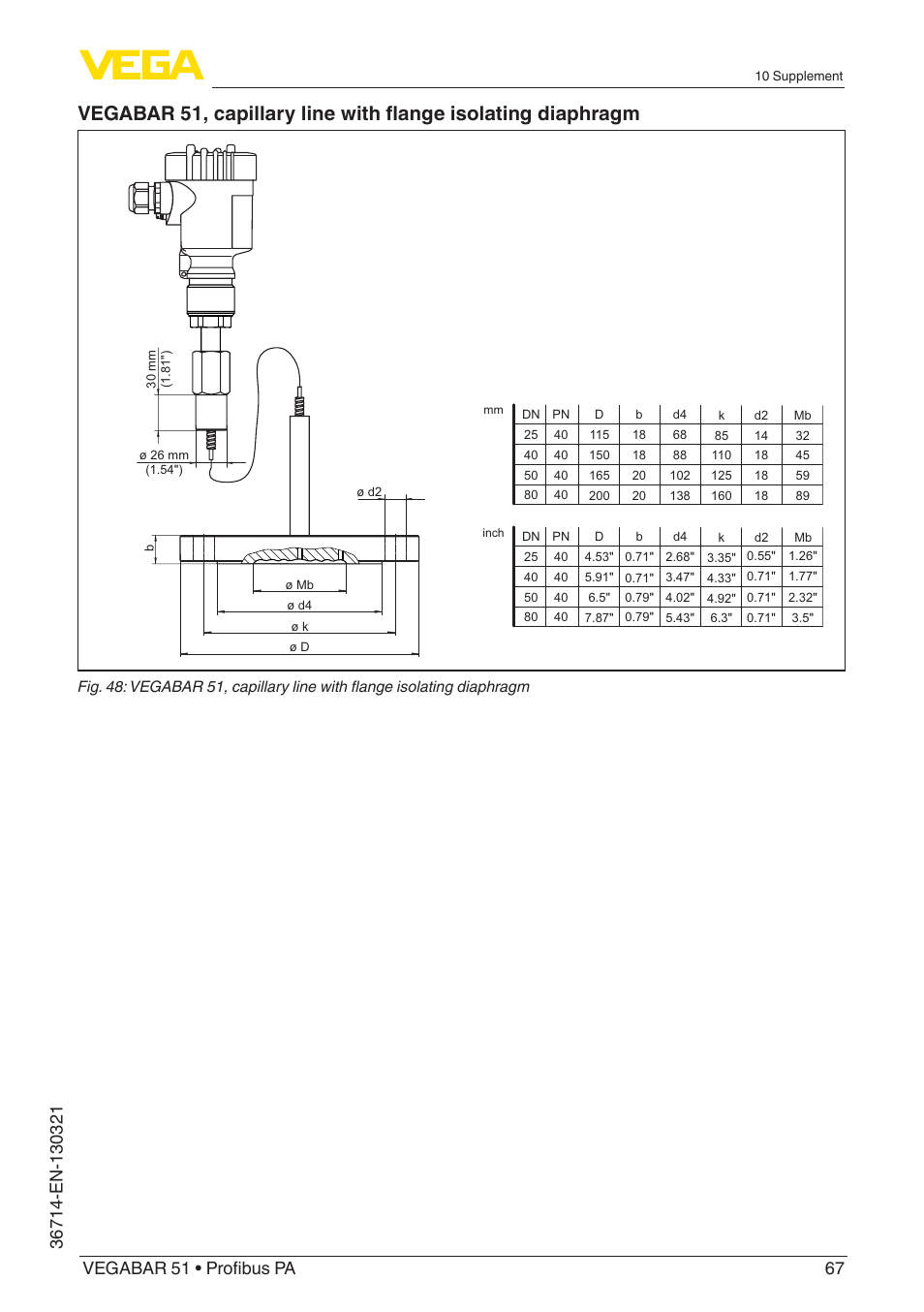 VEGA VEGABAR 51 Profibus PA User Manual | Page 67 / 76