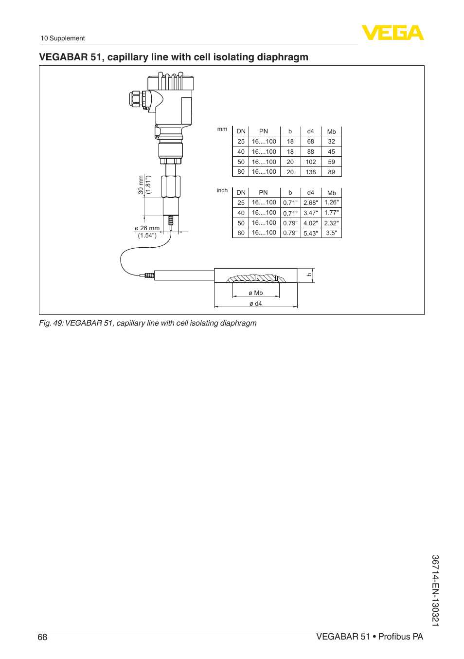VEGA VEGABAR 51 Profibus PA User Manual | Page 68 / 76