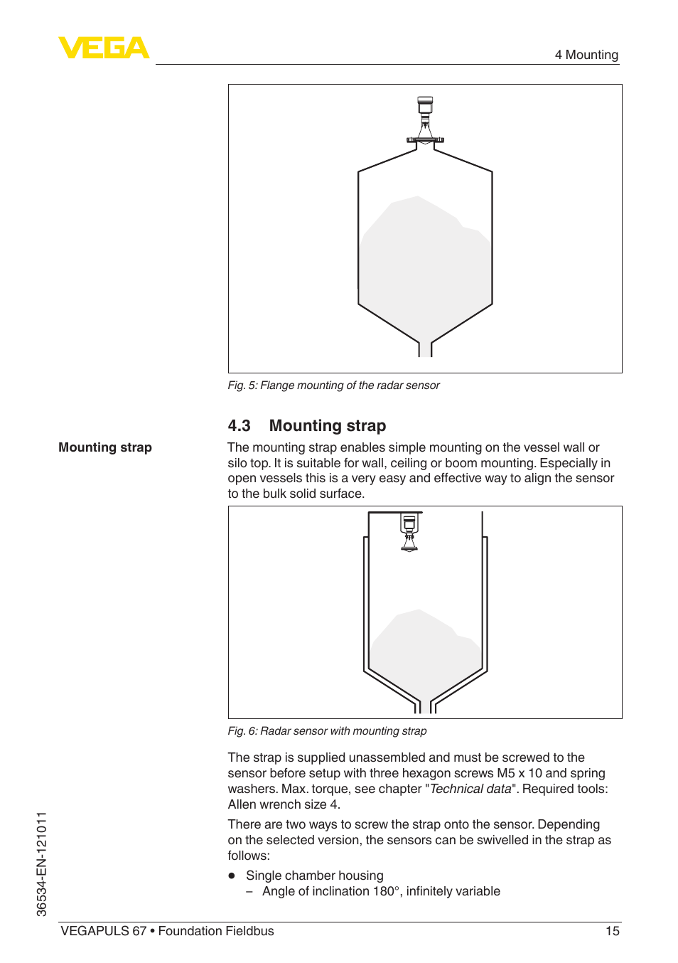 3 mounting strap | VEGA VEGAPULS 67 (≥ 2.0.0 - ≥ 4.0.0) Foundation Fieldbus User Manual | Page 15 / 84