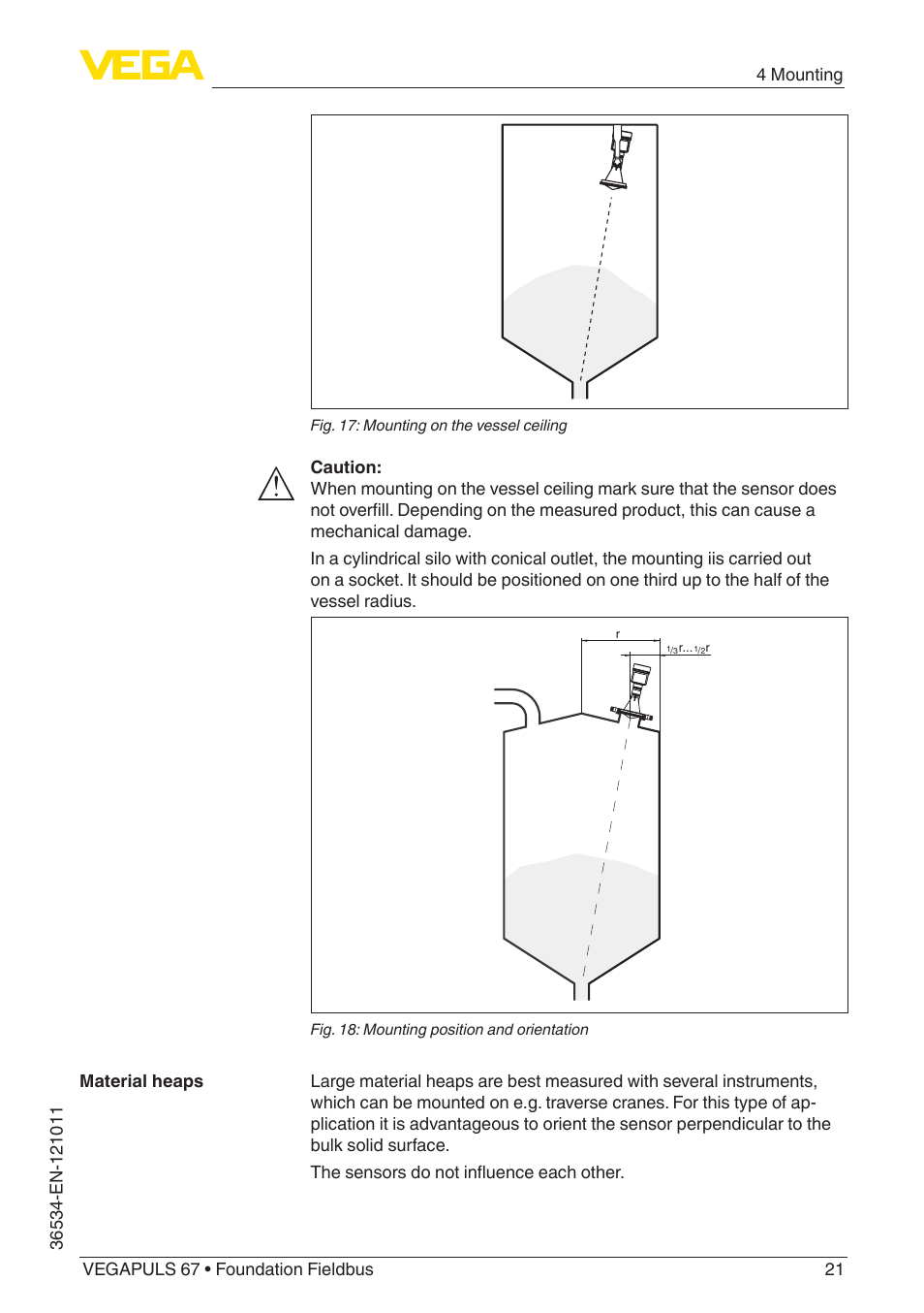 VEGA VEGAPULS 67 (≥ 2.0.0 - ≥ 4.0.0) Foundation Fieldbus User Manual | Page 21 / 84