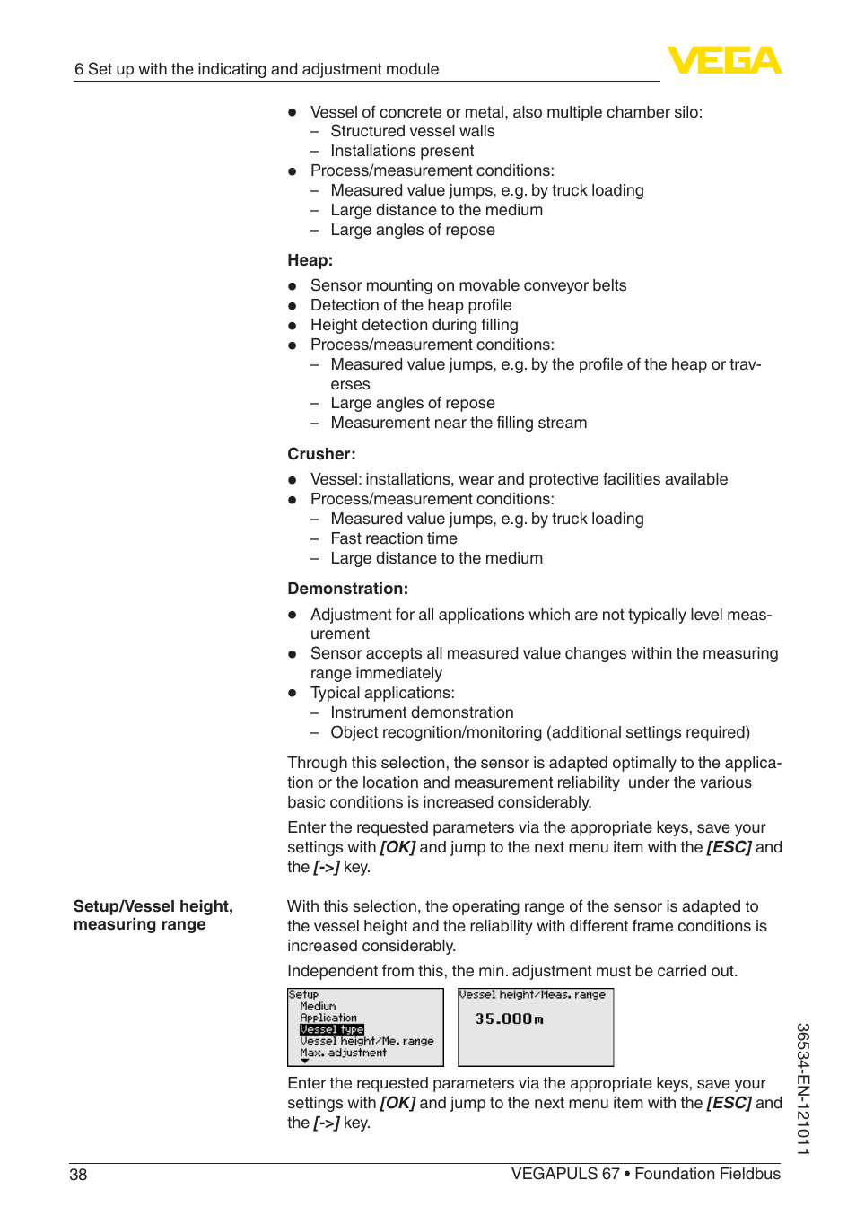 VEGA VEGAPULS 67 (≥ 2.0.0 - ≥ 4.0.0) Foundation Fieldbus User Manual | Page 38 / 84