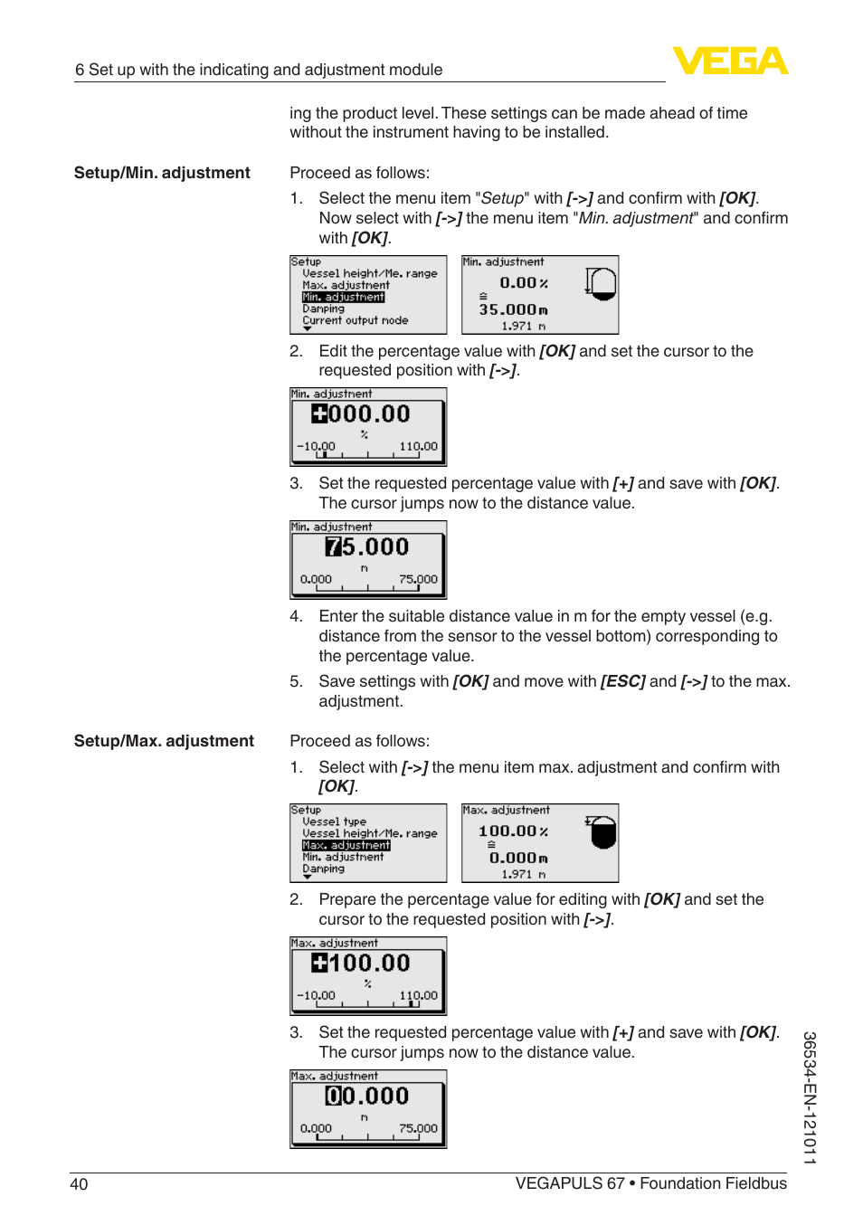 VEGA VEGAPULS 67 (≥ 2.0.0 - ≥ 4.0.0) Foundation Fieldbus User Manual | Page 40 / 84