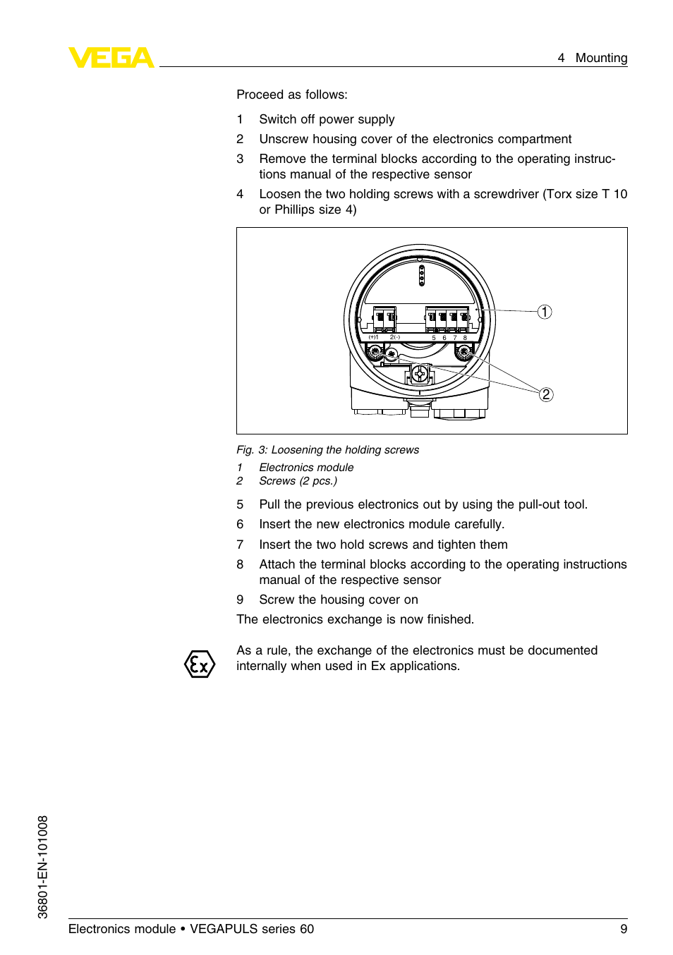 VEGA VEGAPULS series 60 Electronics module (≥ 2.0.0 - ≥ 4.0.0) User Manual | Page 9 / 16