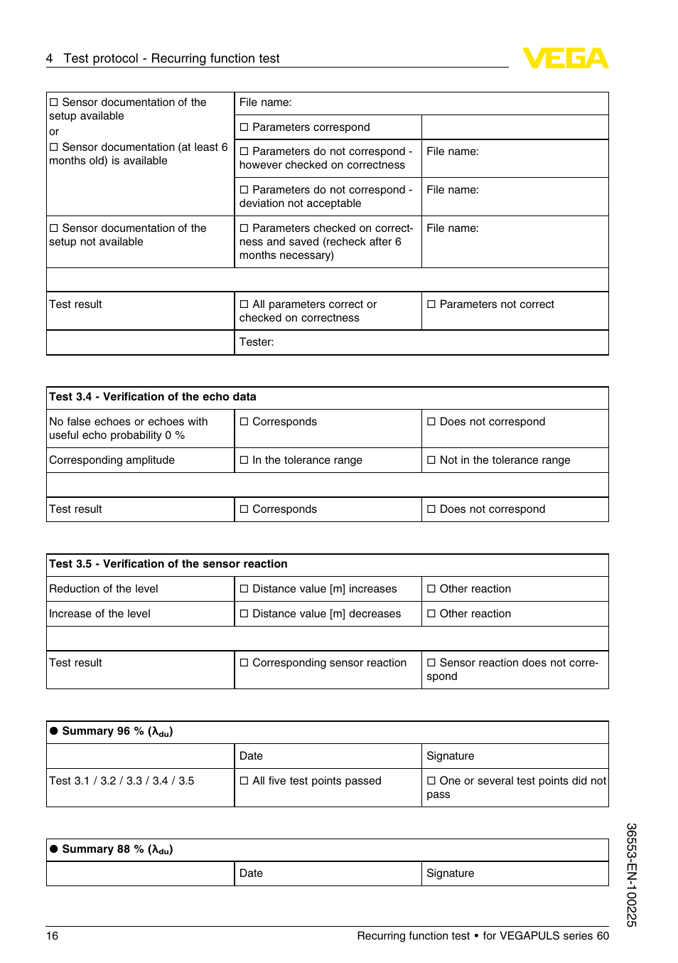 VEGA VEGAPULS series 60 Recurring function test User Manual | Page 16 / 20