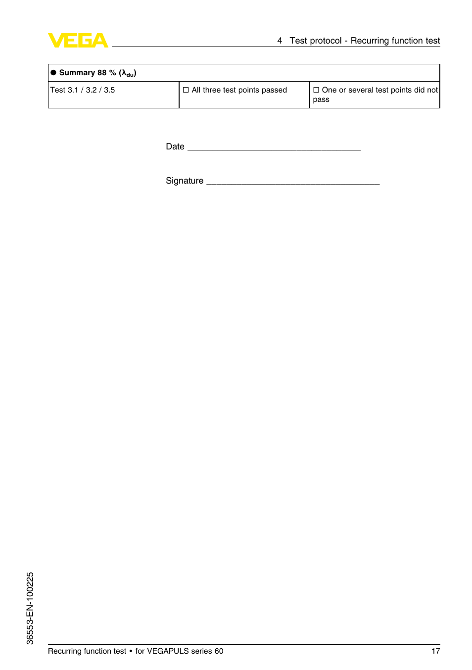 VEGA VEGAPULS series 60 Recurring function test User Manual | Page 17 / 20