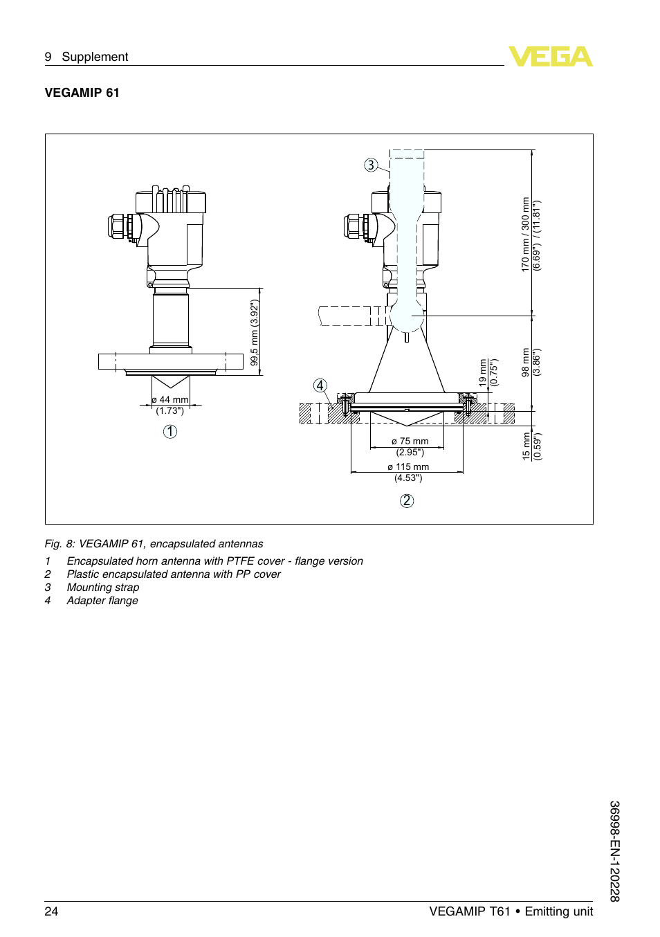 Vegamip 61 | VEGA VEGAMIP T61 Emitting unit User Manual | Page 24 / 28